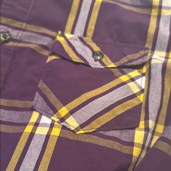 Magellan Outdoors Purple and Yellow Casual Button Down Shirt - Picture 3 of 6